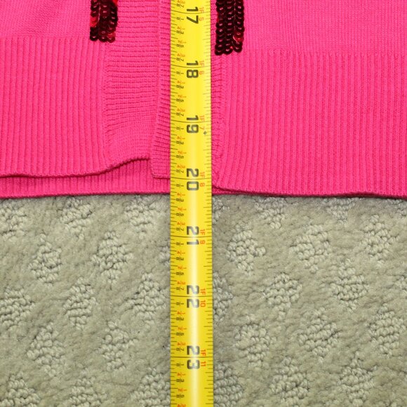 Jason Wu Size XL Barbie Pink Open Front Cardigan with Sequin Trim - Picture 6 of 7